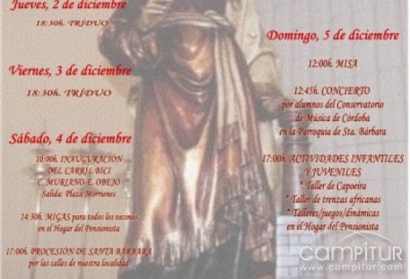 Obejo se prepara para celebra el día de Santa Bárbara, patrona del municipio 