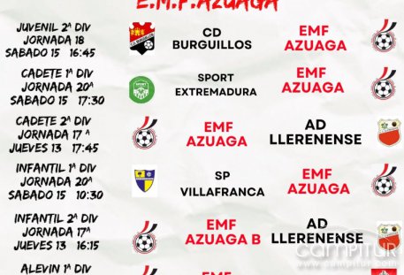 AGENDA DEPORTIVA DEL FIN DE SEMANA EN AZUAGA