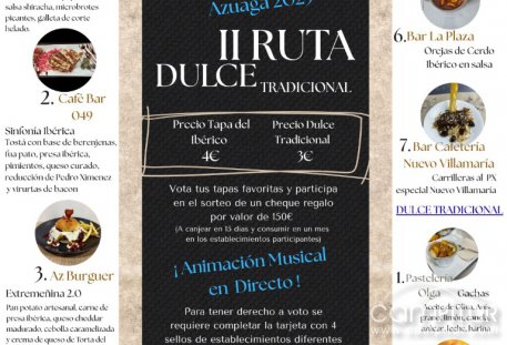 Azuaga celebrará la V Ruta de la Tapa del Ibérico y la II Ruta del Dulce Tradicional los días 28 y 29 de noviembre de 2025